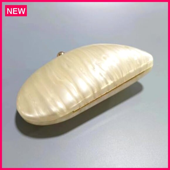 Acrylic Shell Clutch Evening Bag with Chain for Wedding Party Prom